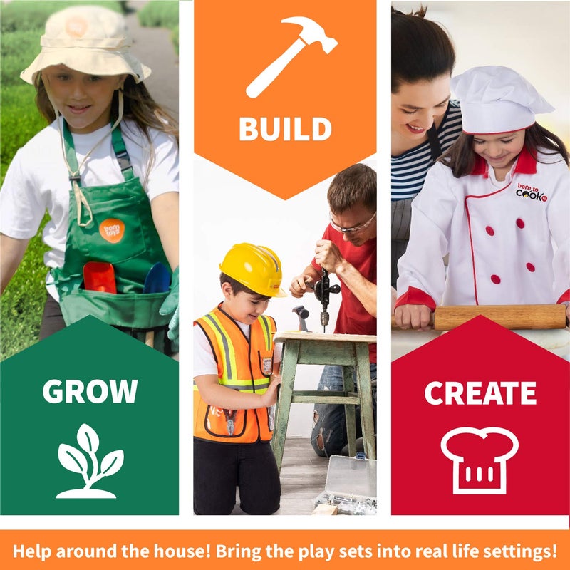 Born Toys Kids Dress Up Costumes for Toddlers - Washable Play Outfits for Boys & Girls, Ages 3-7 (Worker, Chef, Gardener) - Image 2